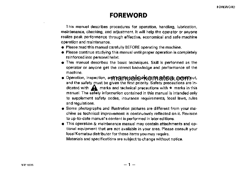 Protected: WA320-1(JPN) S/N 20001-UP Operation manual (English)