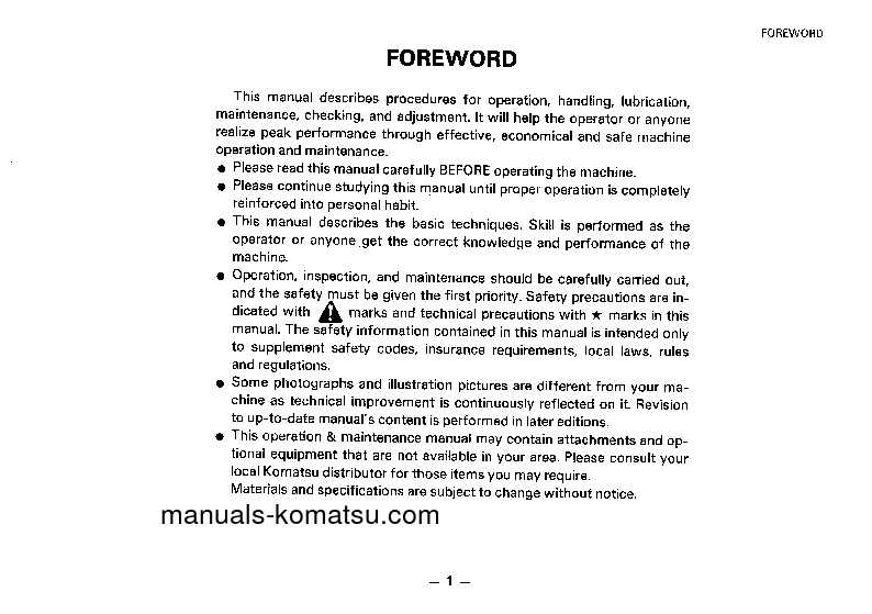 Protected: WA320-1(JPN)-C SPEC S/N 10001-UP Operation manual (English)