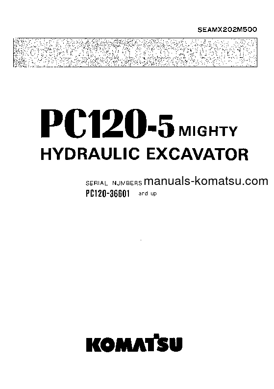 PC120-5(JPN)-TUNNEL S/N 36601-UP Operation manual (English)