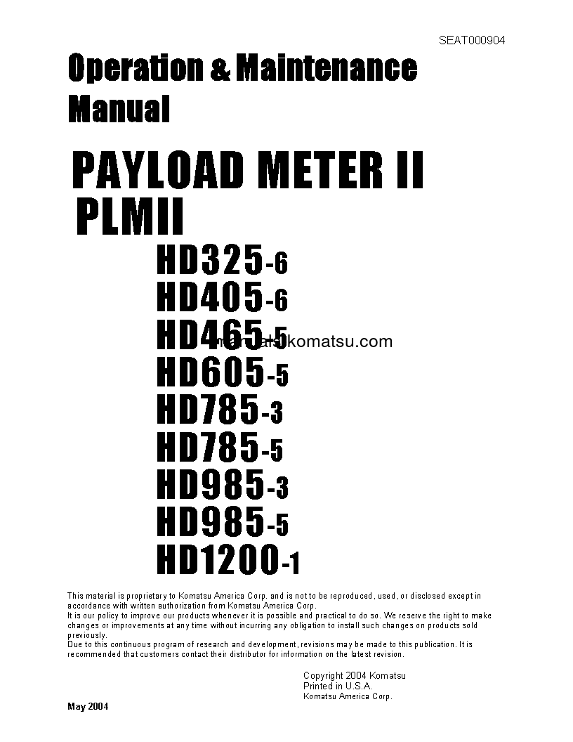 PLM II(USA) S/N WITH 5 LIGHTS Operation manual (English)