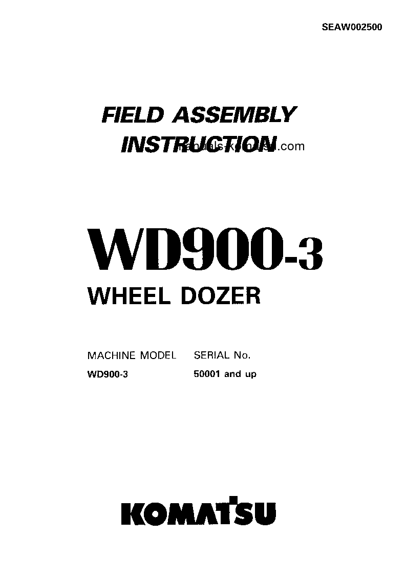 WD900-3(JPN) S/N 50001-UP Field assembly manual (English)
