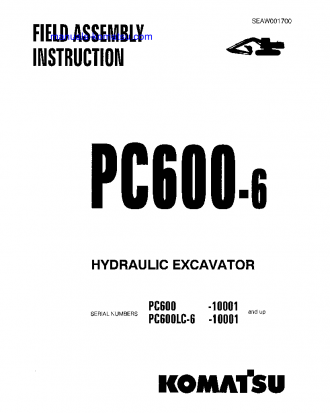PC600LC-6(JPN) S/N 10001-11000 Field assembly manual (English)