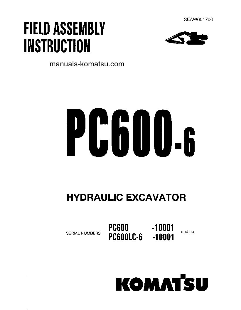 PC600LC-6(JPN) S/N 10001-11000 Field assembly manual (English)