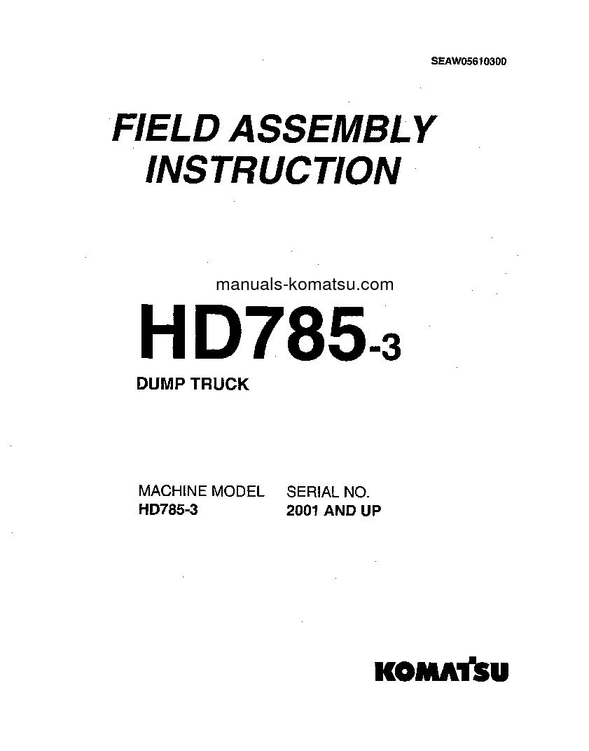HD785-3(JPN) S/N 2001-UP Field assembly manual (English)