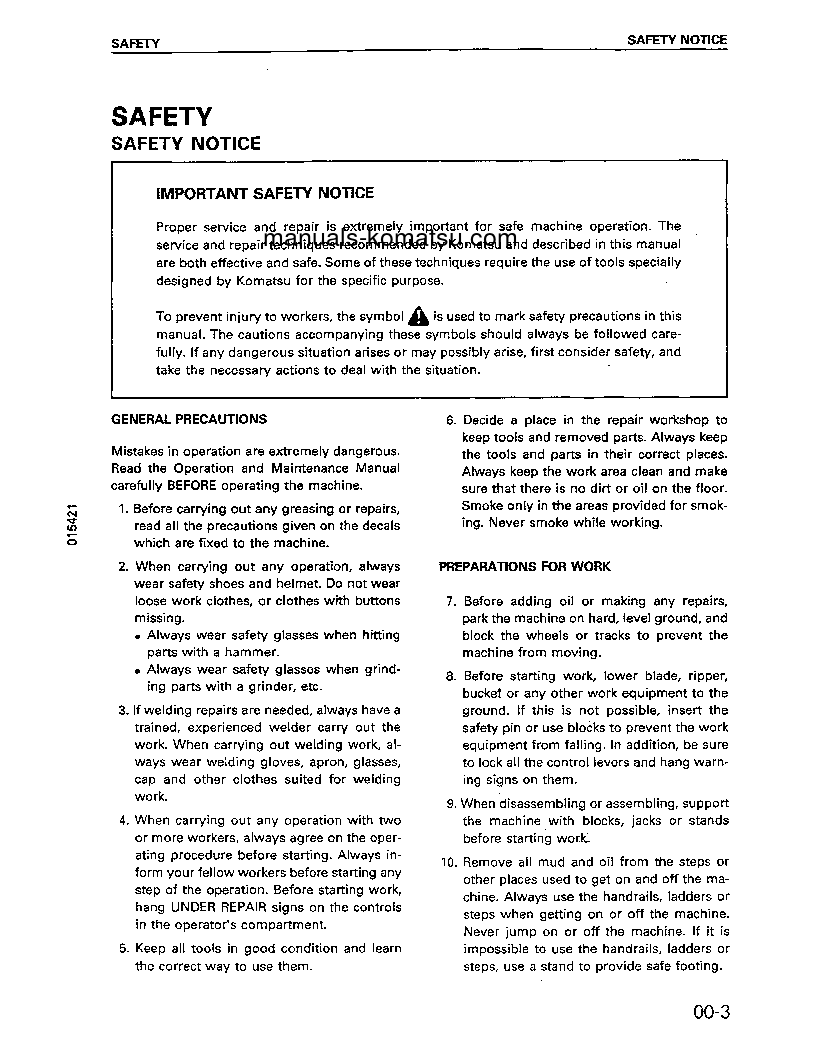 Protected: D85E-21(JPN) S/N A35686-A35861 Shop (repair) manual (English)