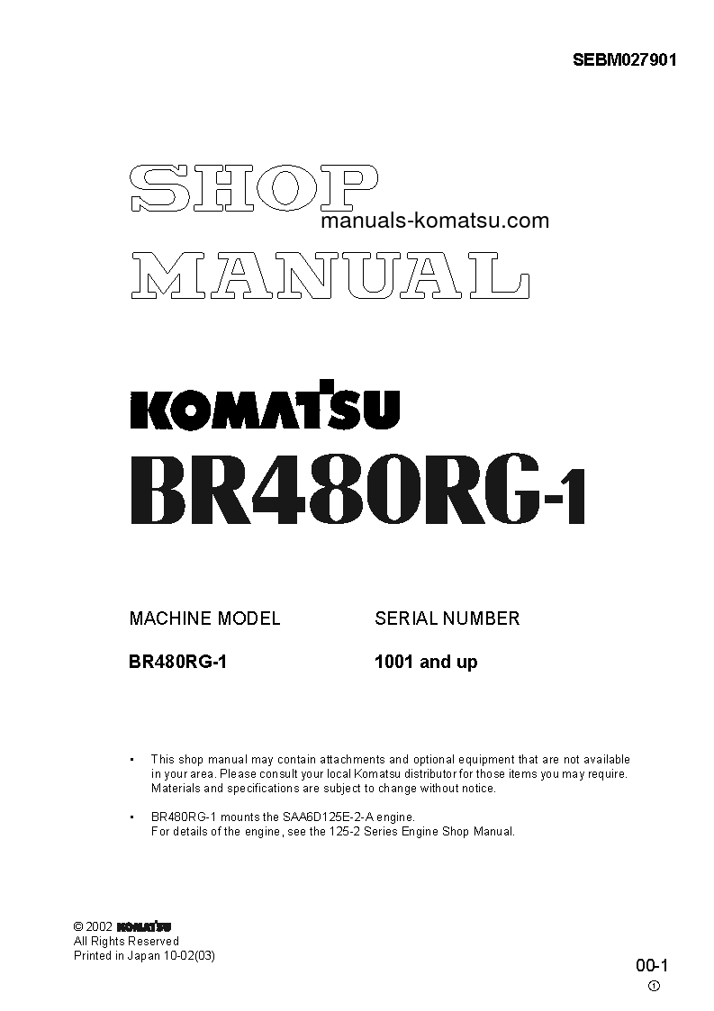 BR480RG-1(JPN) S/N 1001-UP Shop (repair) manual (English)