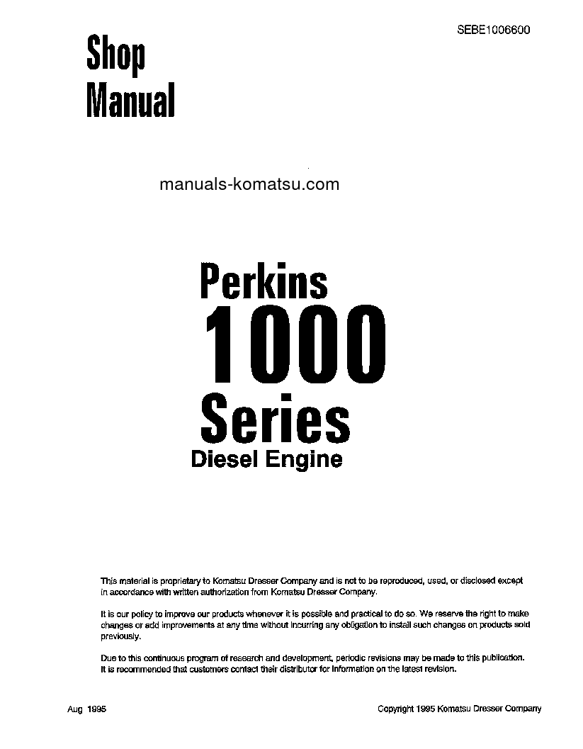 1006-6(GBR)-PERKINS-6T2 S/N U544620W-UP Shop (repair) manual (English)