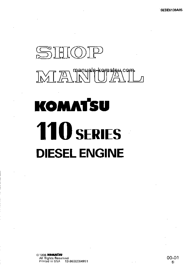 6D110-1(JPN) S/N ALL Shop (repair) manual (English)