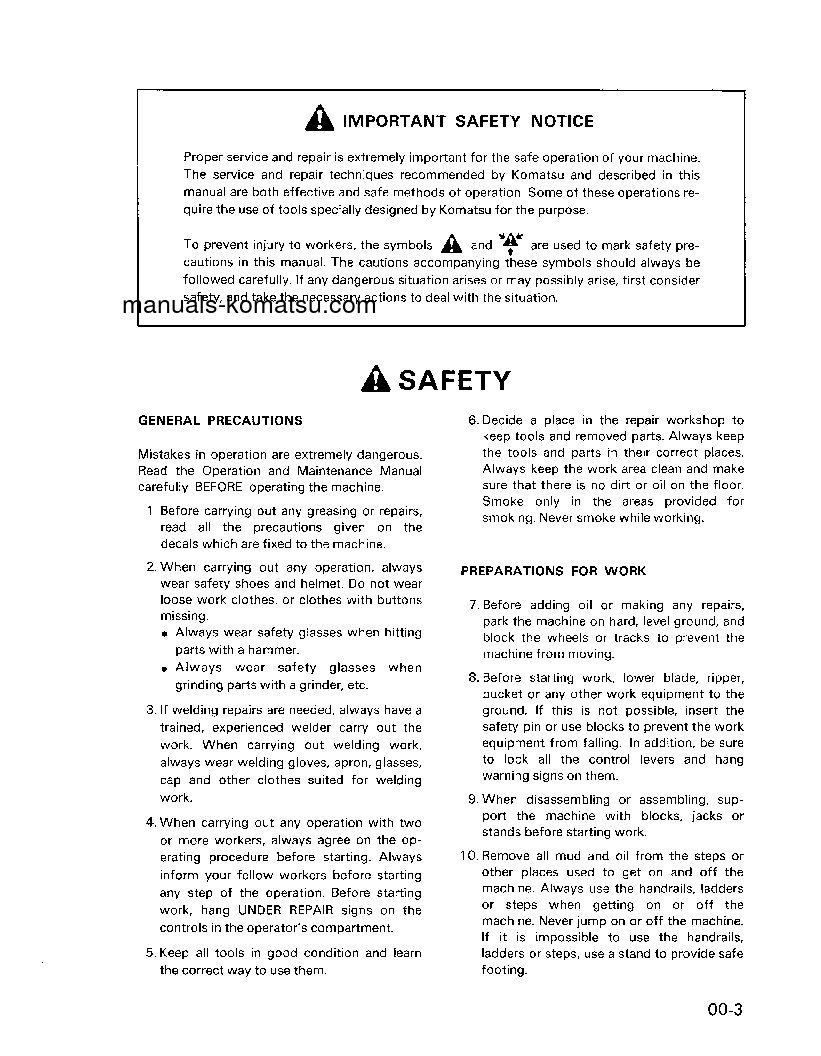 Protected: PC200-5(USA) S/N A70001-UP Shop (repair) manual (English)