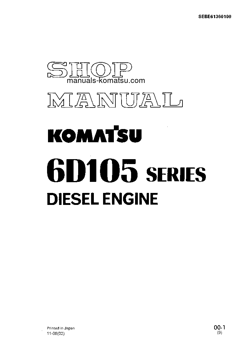 6D105-1(JPN) S/N ALL Shop (repair) manual (English)