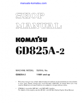 GD825A-2(JPN) S/N 11001-UP Shop (repair) manual (English)