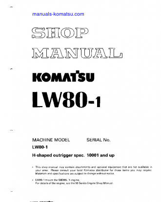 LW80-1(JPN) S/N 10001-UP Shop (repair) manual (English)