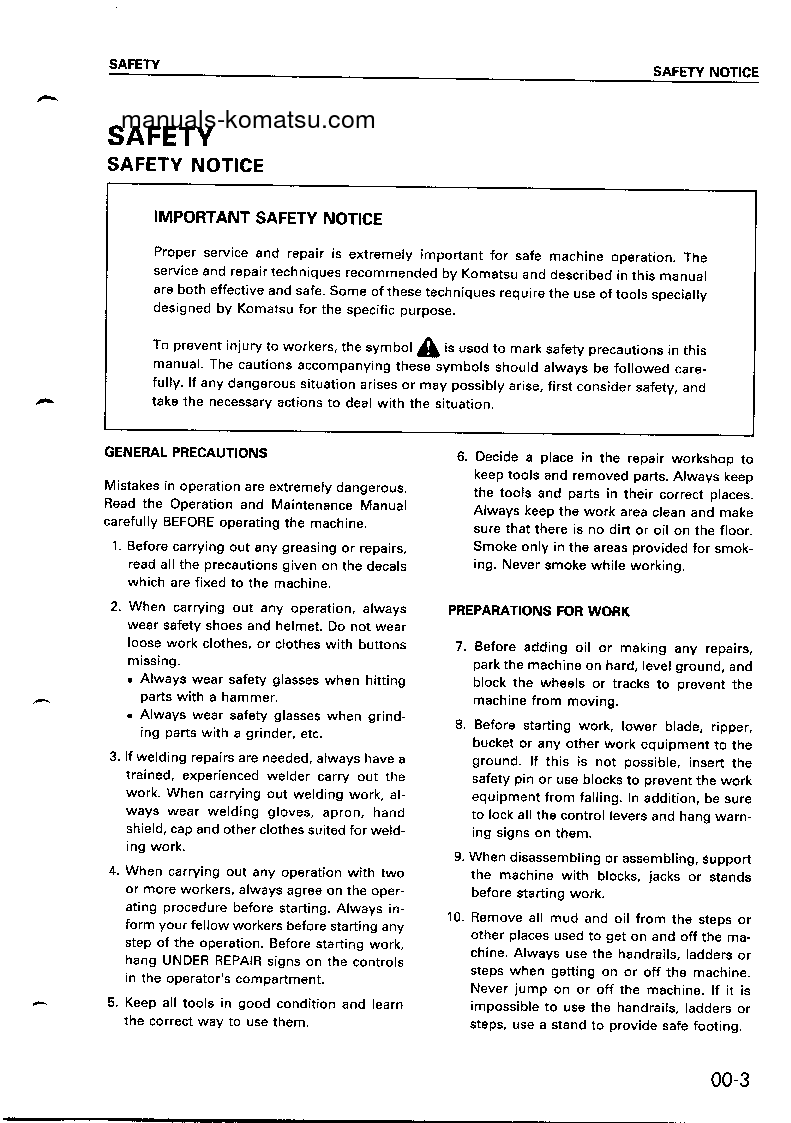 Protected: D155A-3(JPN) S/N 60001-UP Shop (repair) manual (English)