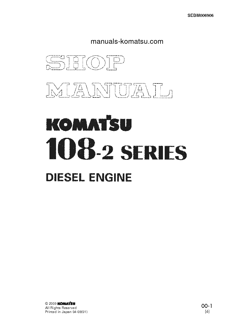 6D108E-2(JPN) S/N ALL Shop (repair) manual (English)