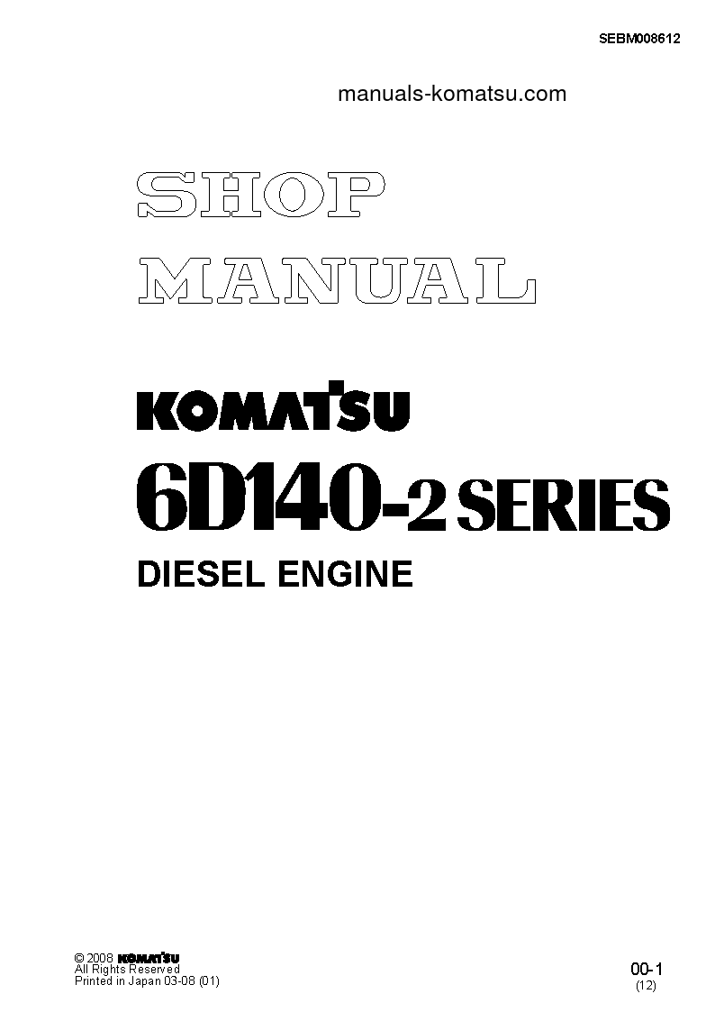 SA6D140-2(JPN) S/N 11001-UP Shop (repair) manual (English)