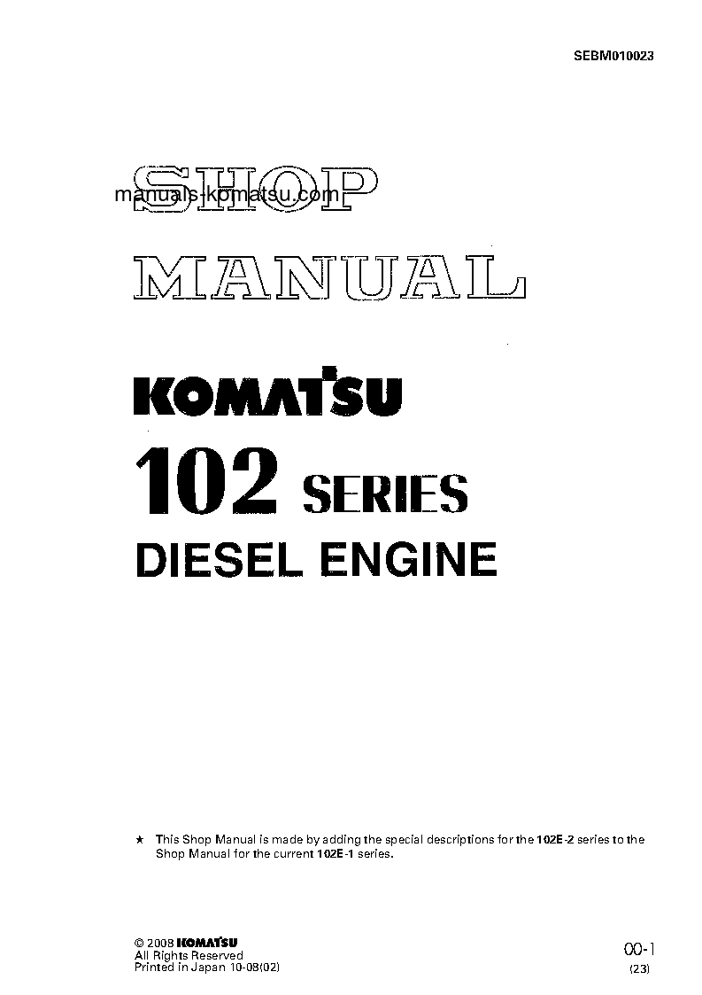 6D102-1(JPN) S/N 1-UP Shop (repair) manual (English)