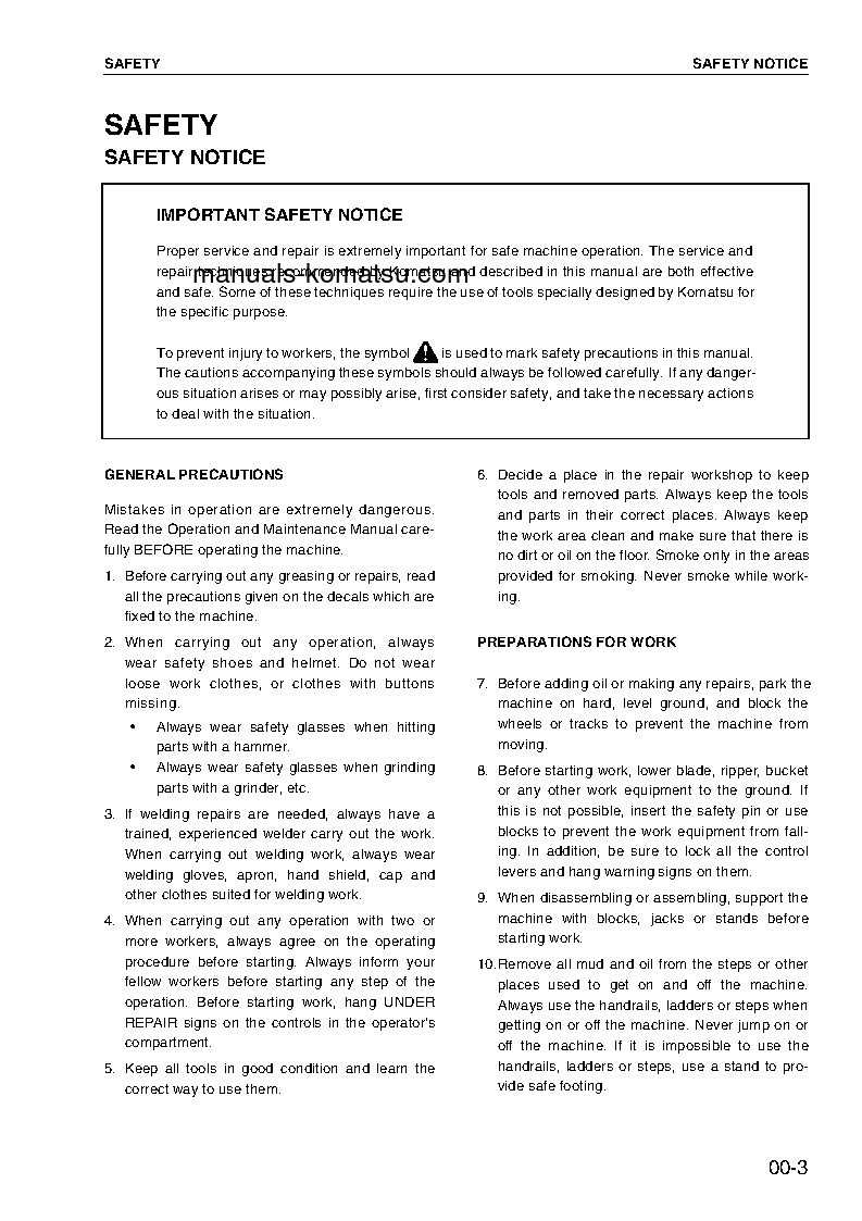 Protected: 6D102-1(JPN) S/N 1-UP Shop (repair) manual (English)