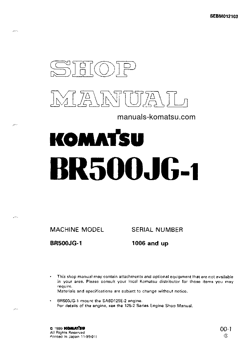 BR500JG-1(JPN) S/N 1006-UP Shop (repair) manual (English)