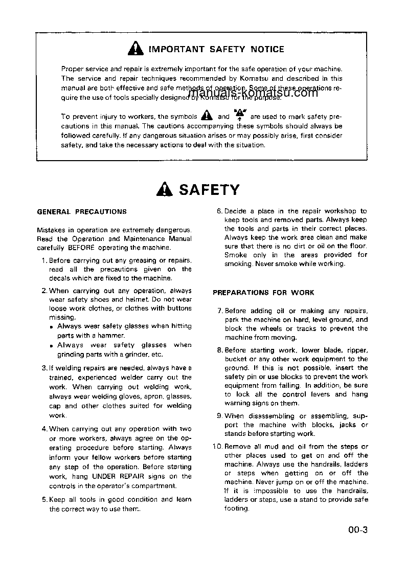 Protected: D41S-3(JPN) S/N 6001-UP Shop (repair) manual (English)