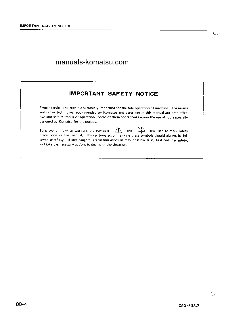 Protected: D60S-7(JPN) S/N 40001-UP Shop (repair) manual (English)