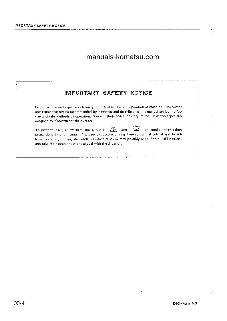 Protected: D65P-7(JPN) S/N 40001-UP Shop (repair) manual (English)