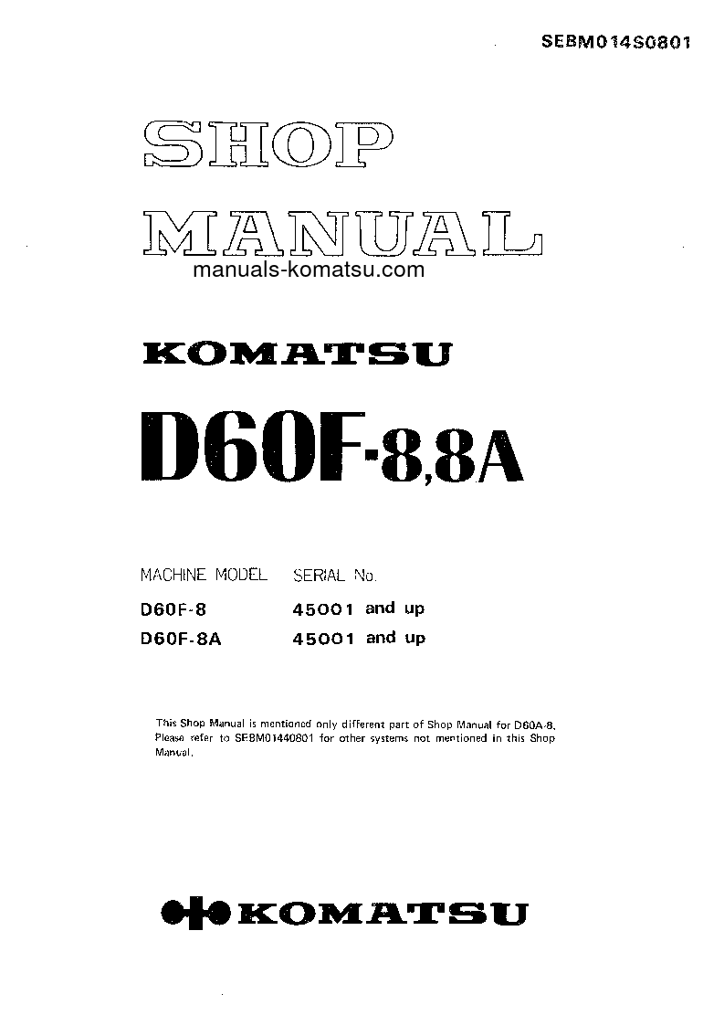 D60F-8(JPN) S/N 45001-UP Shop (repair) manual (English)