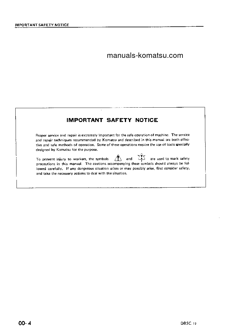 Protected: D85C-12(JPN) S/N 24824-UP Shop (repair) manual (English)