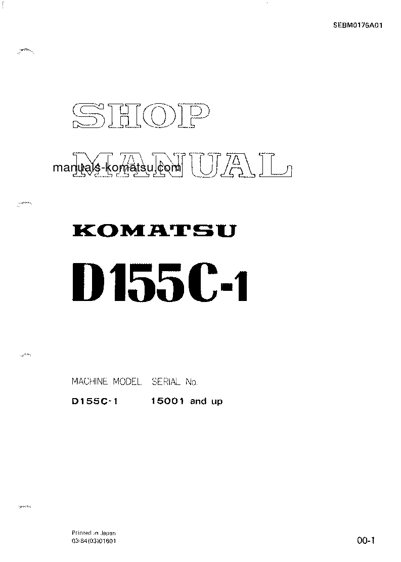 D155C-1(JPN) S/N 15001-31585 Shop (repair) manual (English)