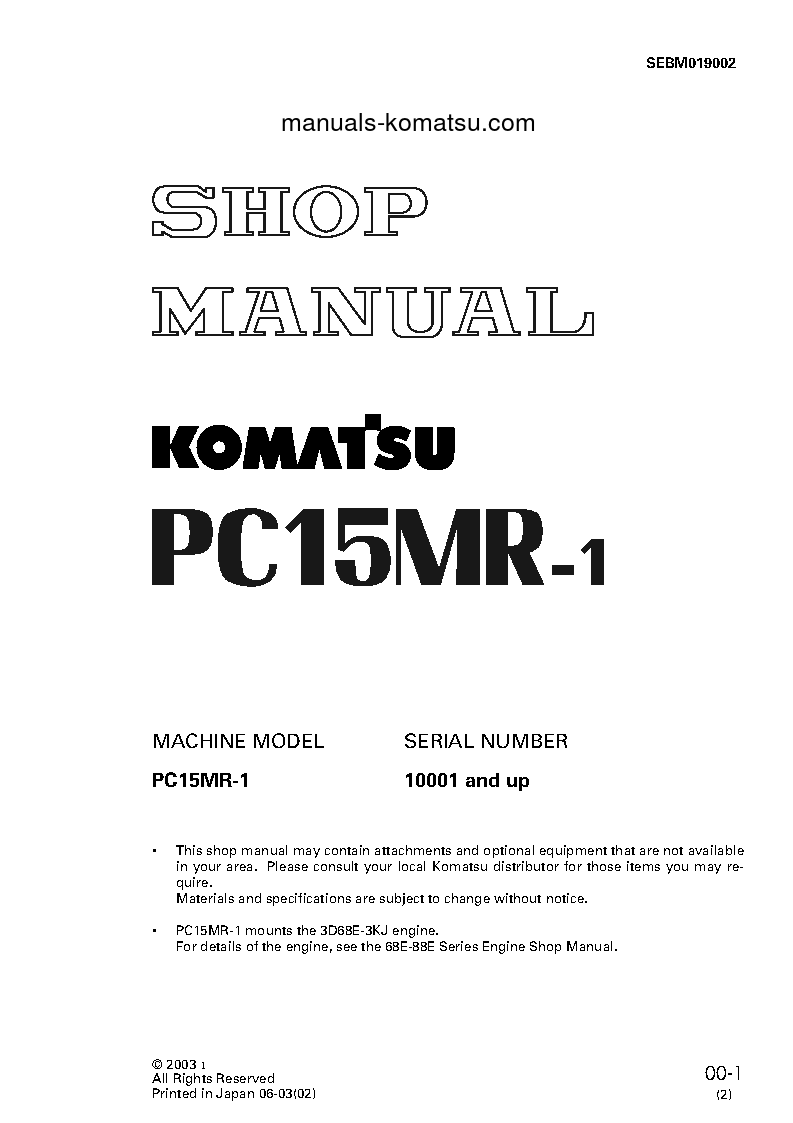 MX15(JPN) S/N 4001-UP Shop (repair) manual (English)