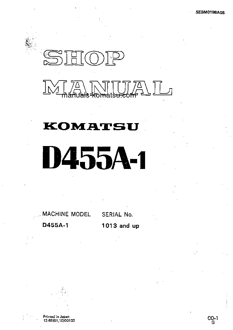 D455A-1(JPN) S/N 1301-UP Shop (repair) manual (English)