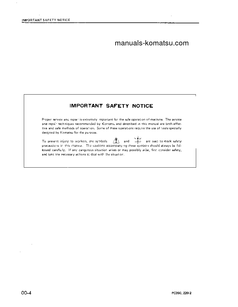 Protected: PC200LC-2(JPN) S/N 15001-UP Shop (repair) manual (English)