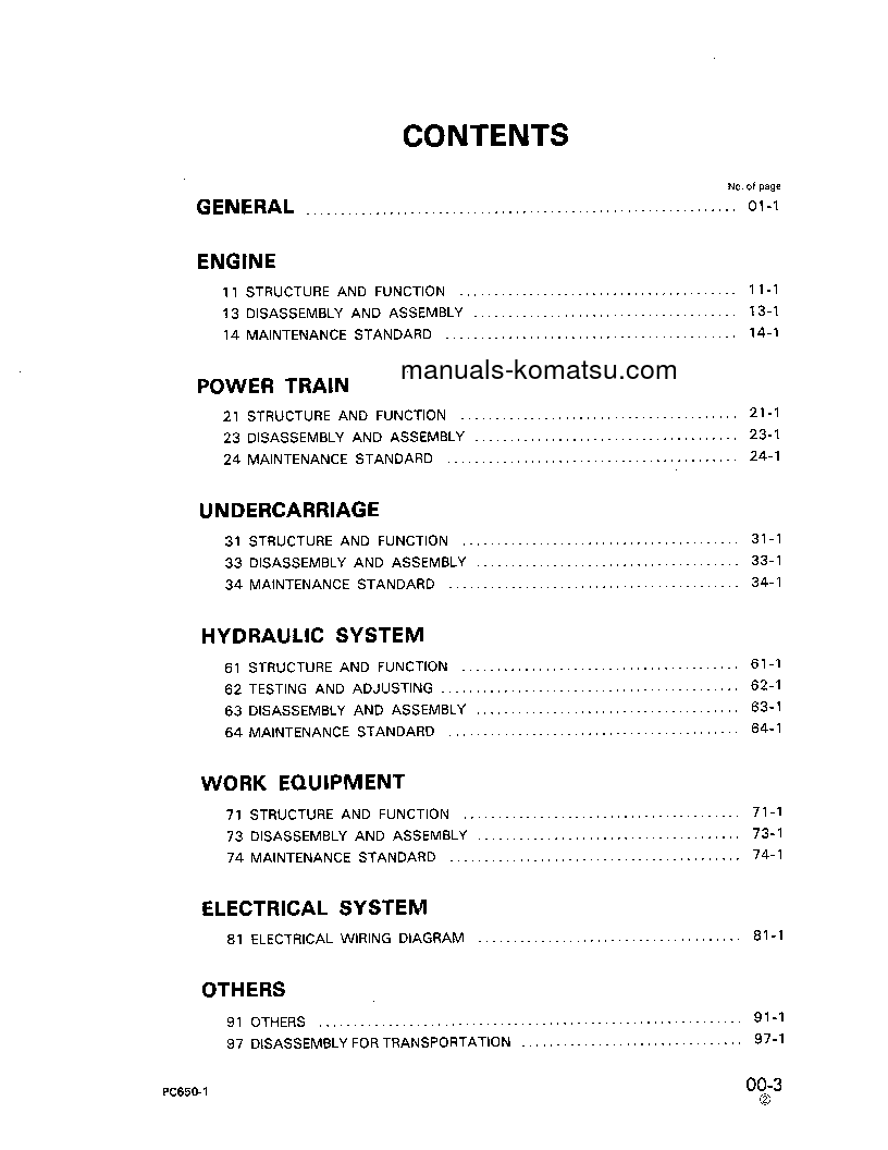 Protected: PC650-1(JPN) S/N 10007-UP Shop (repair) manual (English)