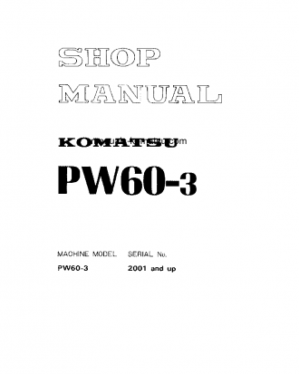 PW60-3(JPN) S/N 2001-UP Shop (repair) manual (English)
