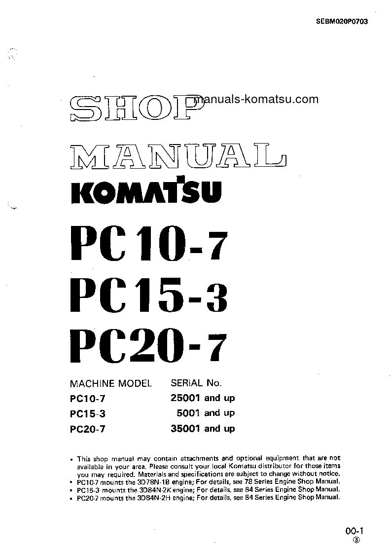 PC10-7(JPN) S/N 25001-UP Shop (repair) manual (English)