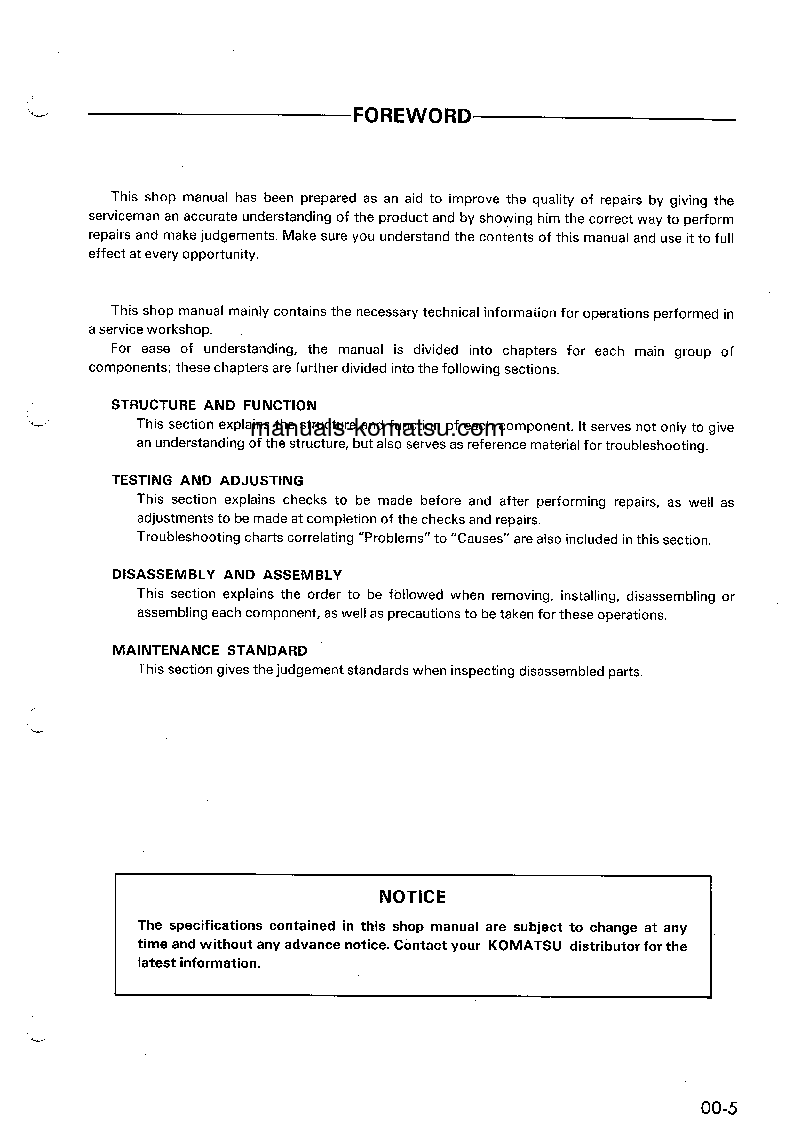 Protected: PC40-5(JPN) S/N 8501-UP Shop (repair) manual (English)