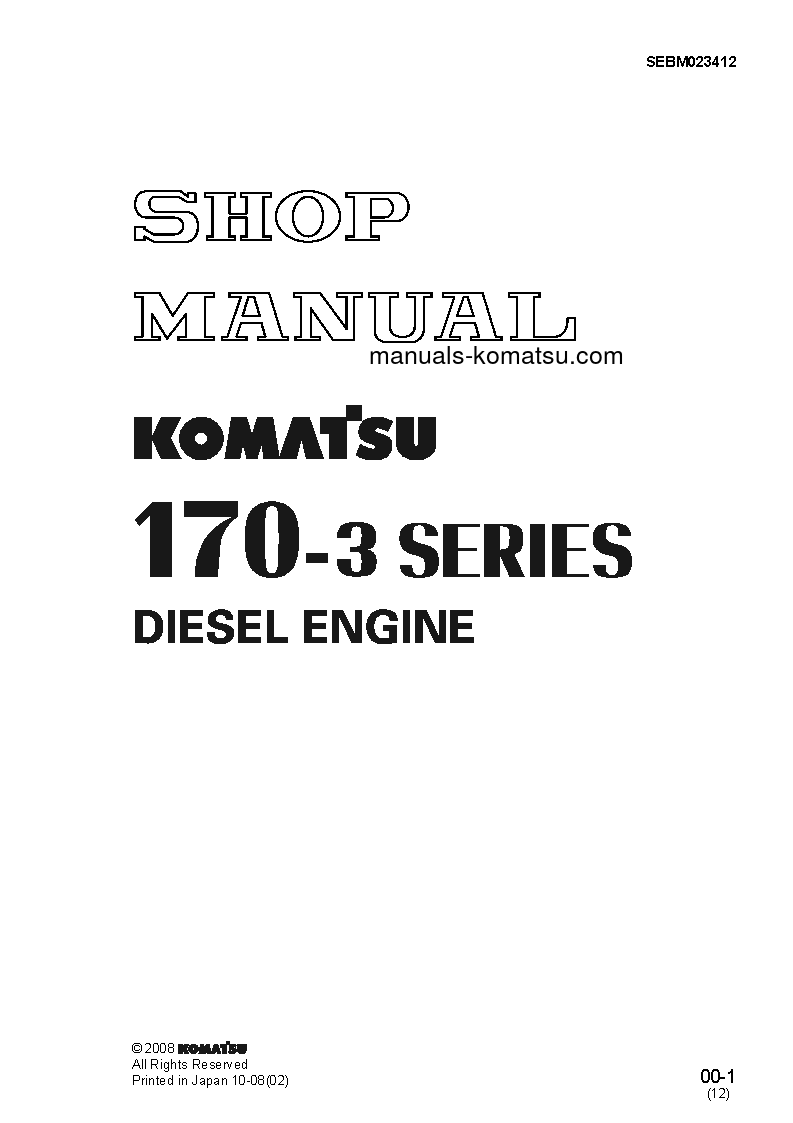 170-3 SERIES(JPN) S/N ALL Shop (repair) manual (English)
