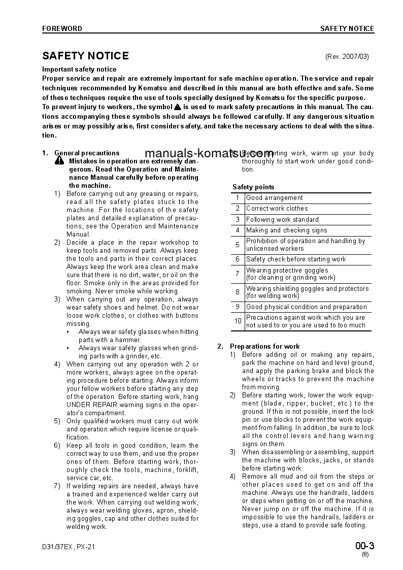 Protected: D31PX-21(JPN) S/N 50001-50500 Shop (repair) manual (English)