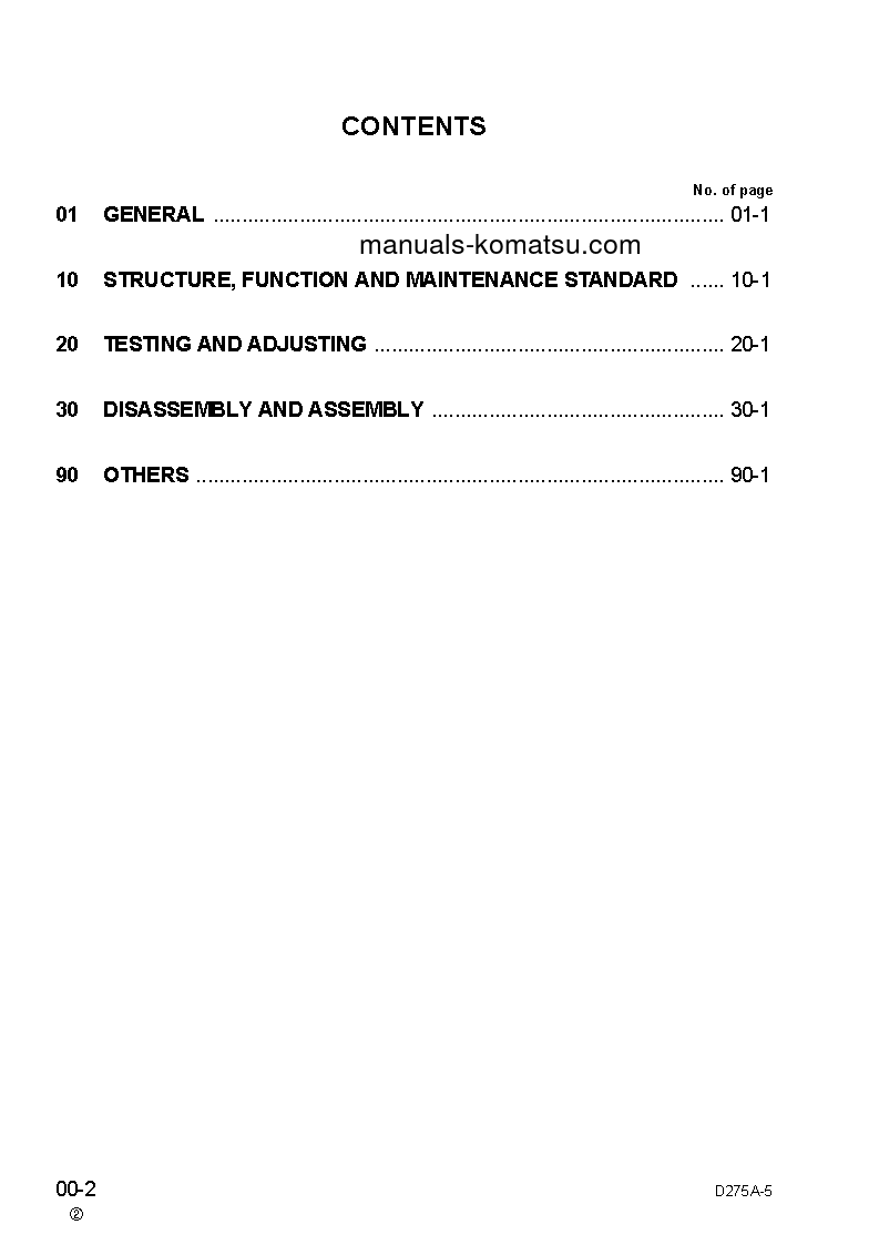 Protected: D275A-5(JPN) S/N 25001-UP Shop (repair) manual (English)