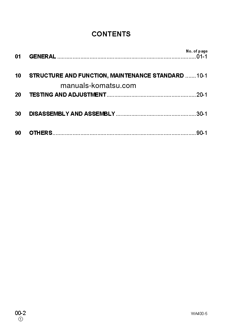 Protected: WA400-5(JPN) S/N 70001-UP Shop (repair) manual (English)