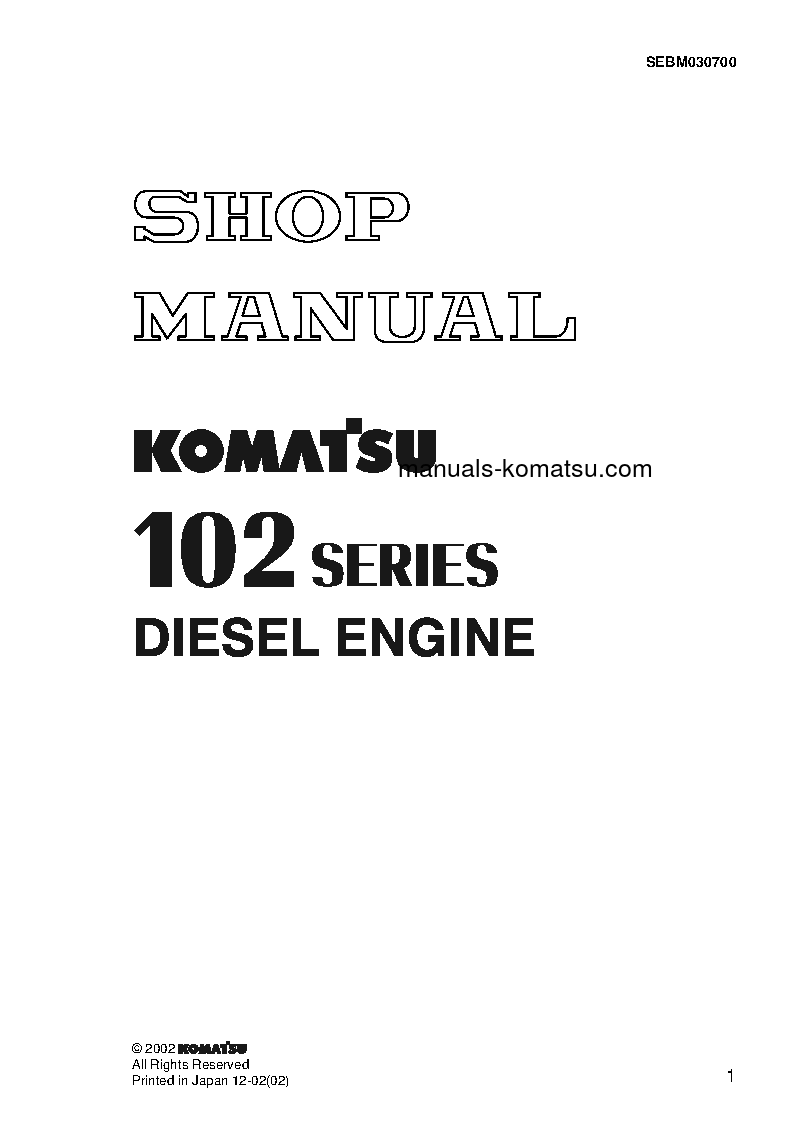 102 SERIES(BRA) Shop (repair) manual (English)