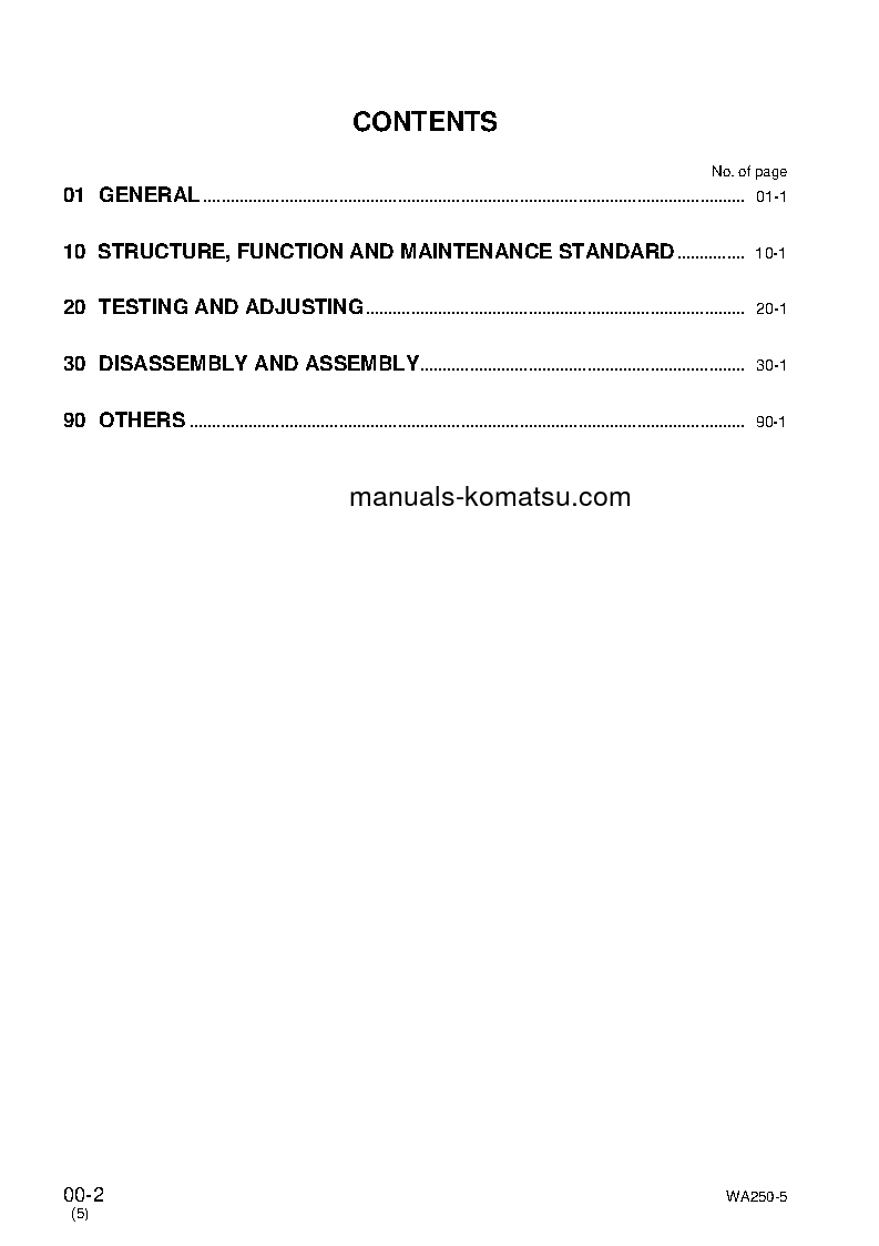 Protected: WA250PT-5(JPN) S/N 70001-UP Shop (repair) manual (English)