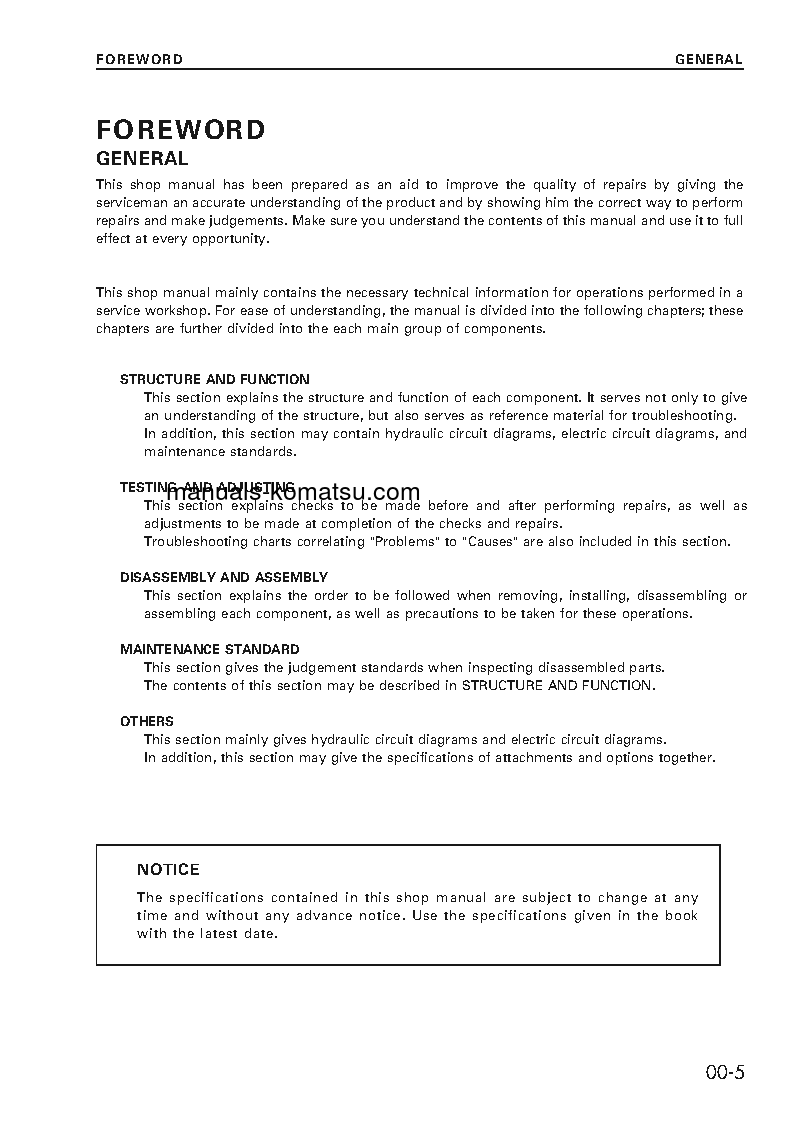 Protected: D375A-5(JPN)–50C DEGREE S/N 18200-UP Shop (repair) manual (English)