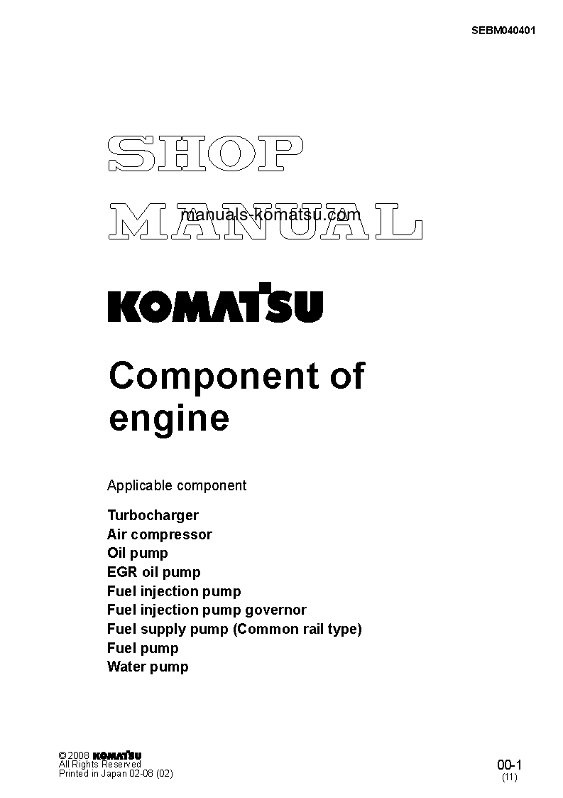 ENGINE COMP(JPN)-NENTS S/N ALL Shop (repair) manual (English)