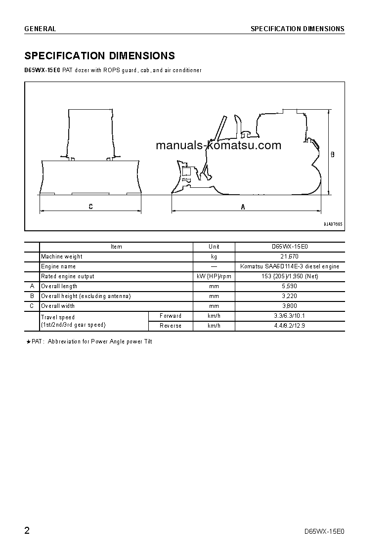 Protected: D65WX-15(JPN)-E0, POWER ANGLE TILT S/N 69001-UP Shop (repair) manual (English)