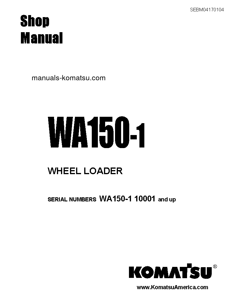 WA150-1(JPN) S/N 10001-20000 Shop (repair) manual (English)