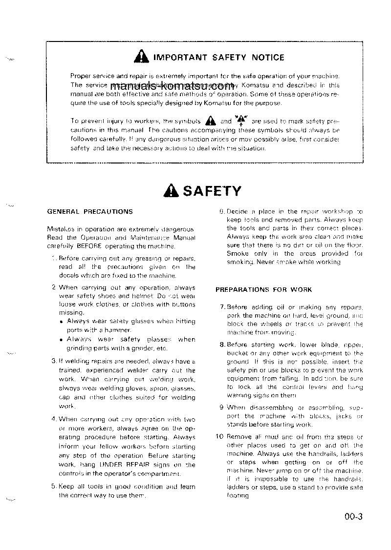 Protected: WA400-1(JPN) S/N 10001-UP Shop (repair) manual (English)