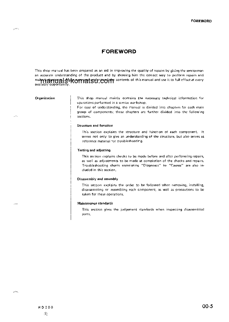 Protected: HD200-2(JPN) S/N 1002-UP Shop (repair) manual (English)