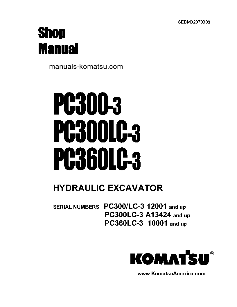 PC300LC-3(JPN) S/N A13424-UP Shop (repair) manual (English)