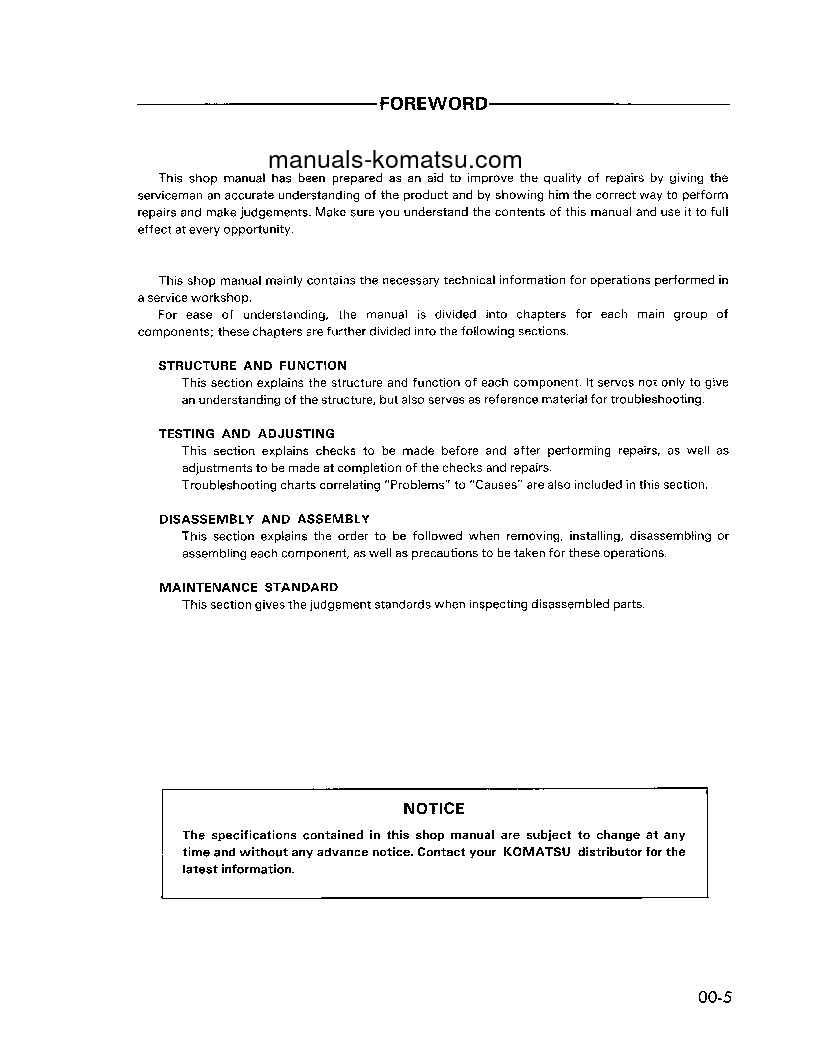 Protected: PC150LC-5(USA) S/N A70001-UP Shop (repair) manual (English)