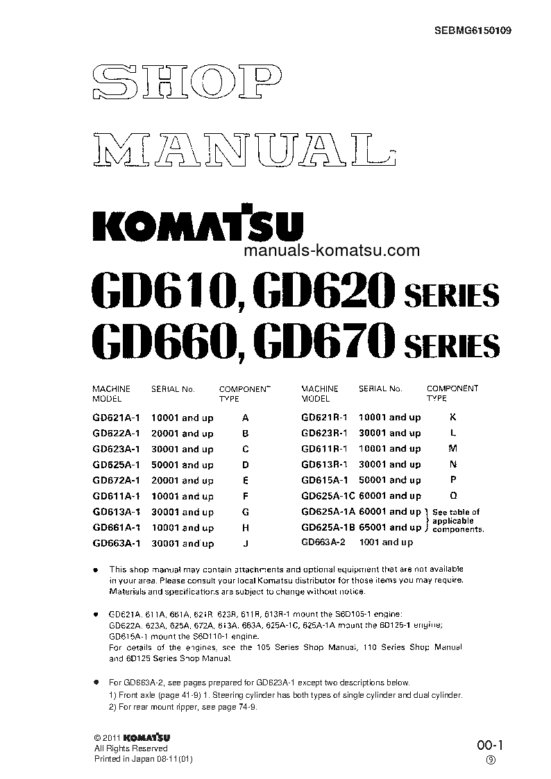 GD623A-1(JPN) S/N 30001-UP Shop (repair) manual (English)